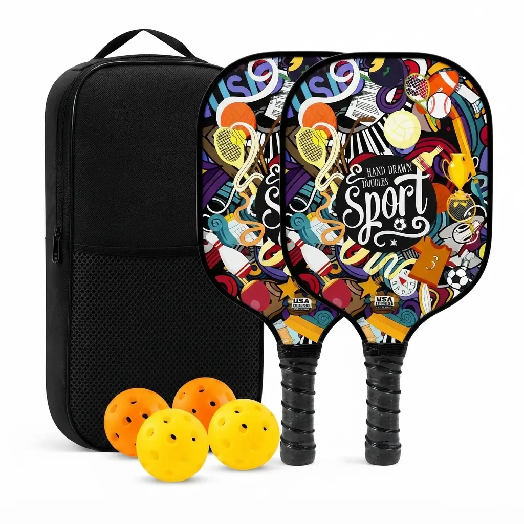 HGQiDuo 2026 premium pickleball paddle gift set with two paddles balls protective covers and custom OEM ODM gift box