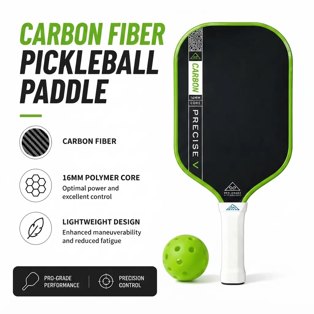 16mm polymer core pickleball paddle for balanced power comfort and control