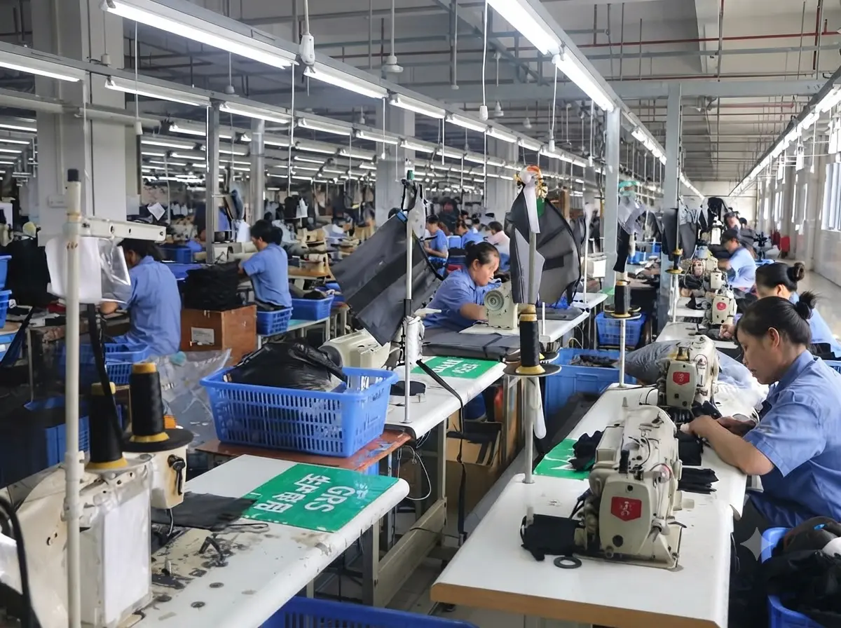 title="Pickleball bag production lines – OEM/ODM sewing, assembly and in-line quality checks on the factory floor" alt="Pickleball bag factory production line at HG Pickleball with dedicated sewing and assembly stations for OEM/ODM sports bags"