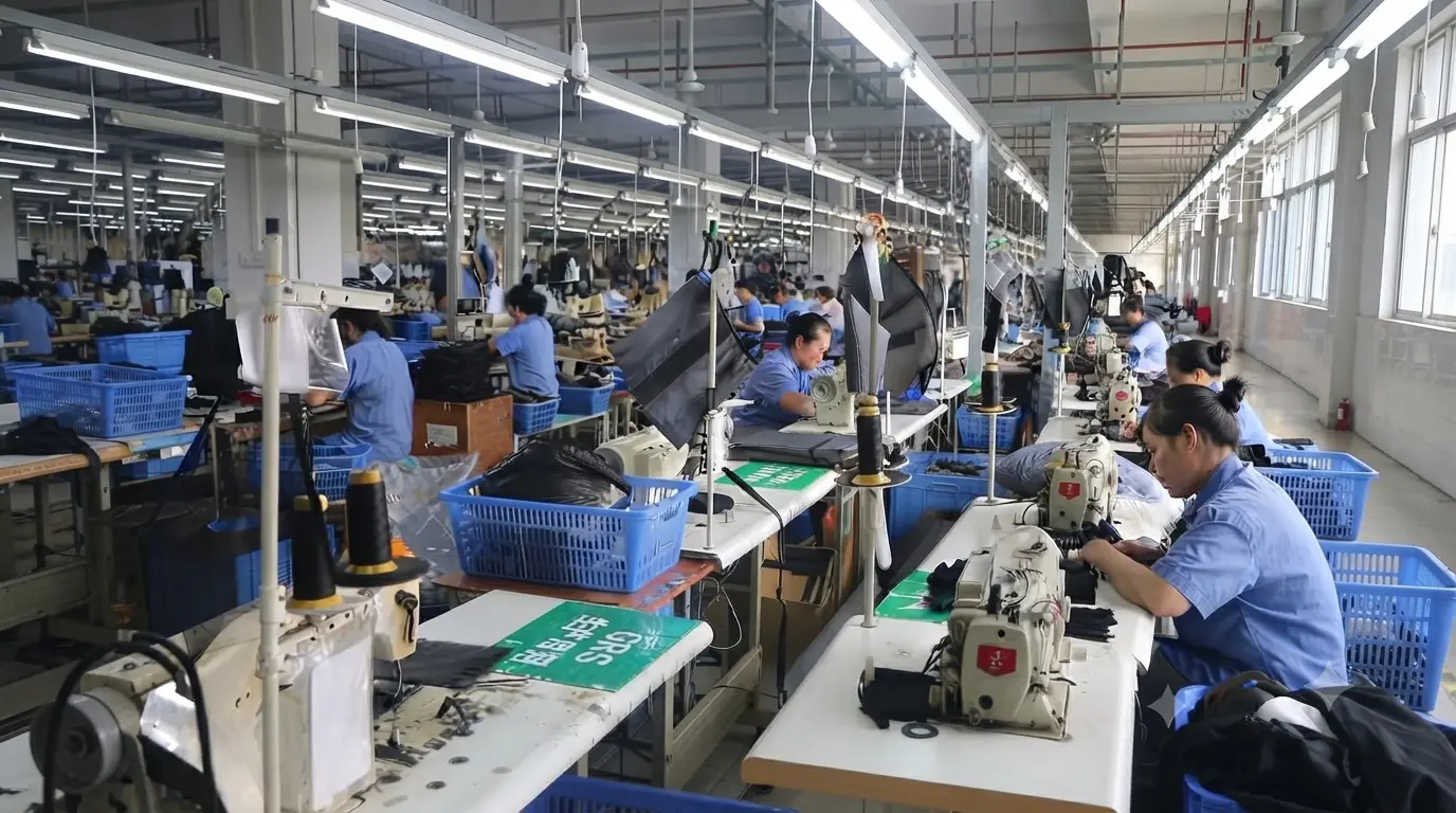 Professional OEM pickleball backpack manufacturing line with industrial-scale production capabilities