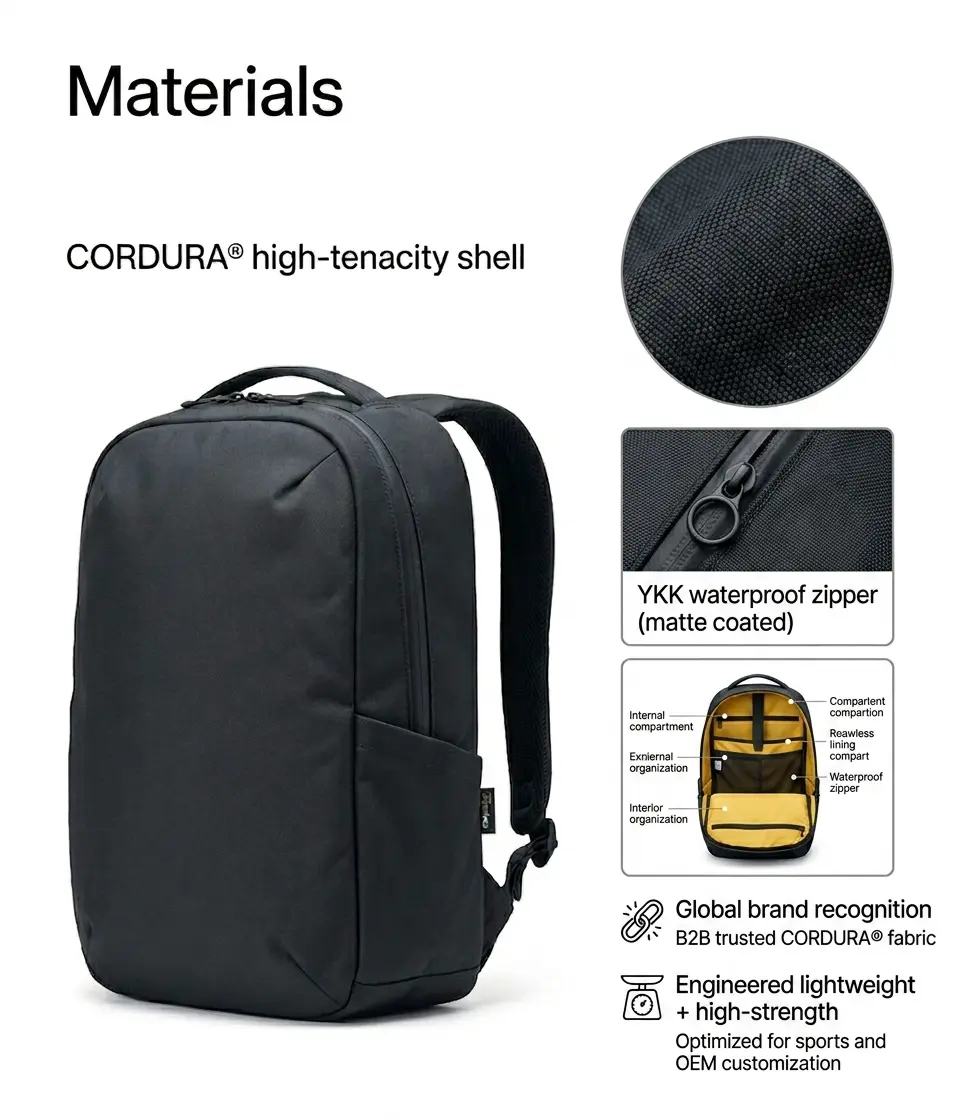YKK® weather-sealed zipper for pickleball bags