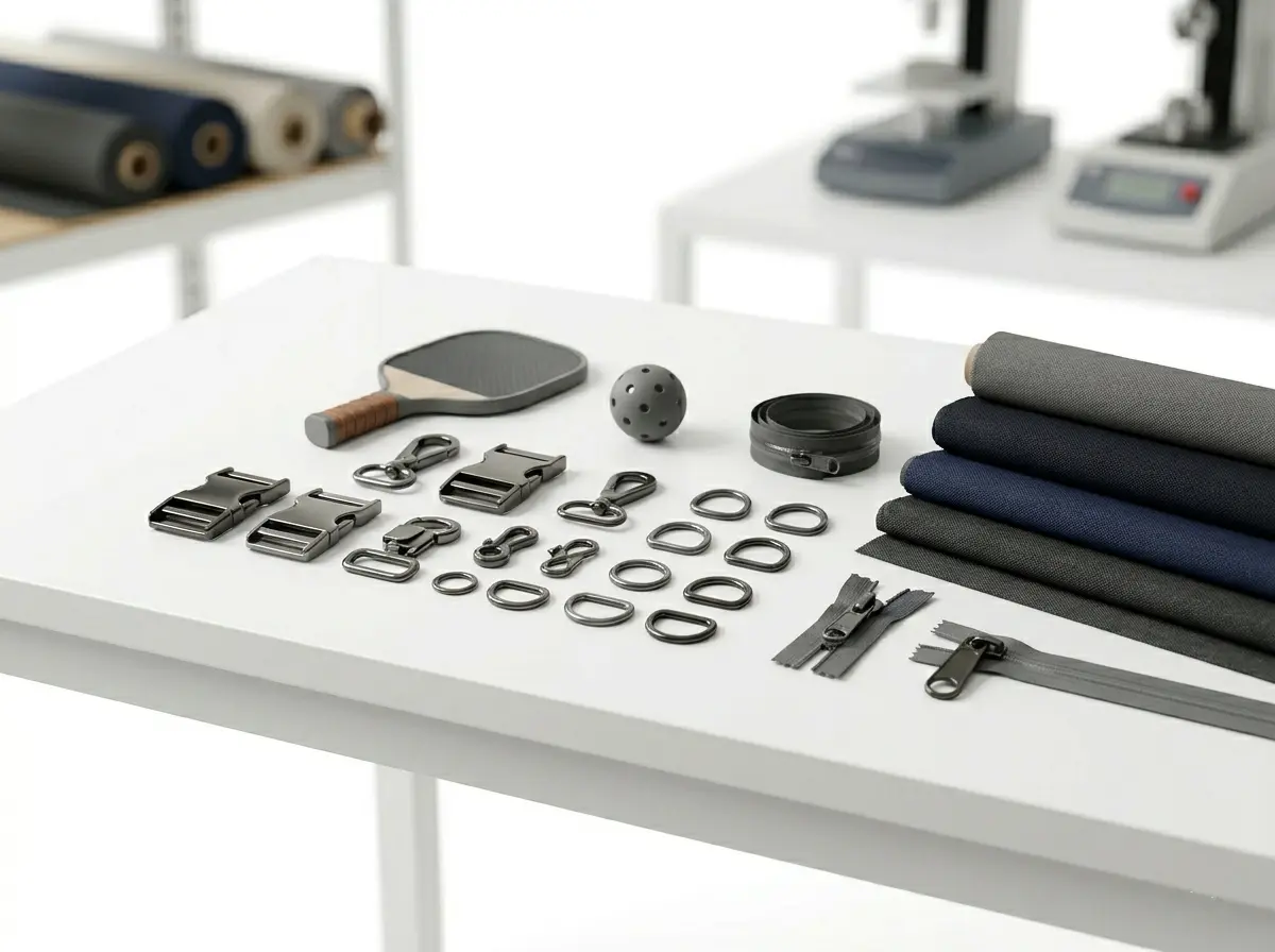 Custom bag hardware and trims for OEM pickleball bags