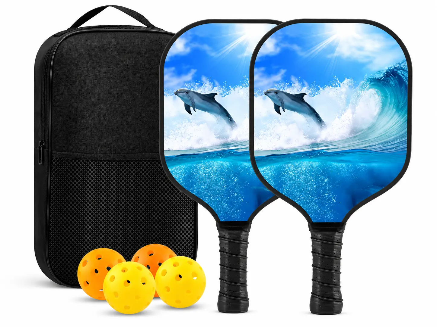 2026 new 16mm glassfiber edgeless pickleball paddle, 41cm, 220g, 360° rotation