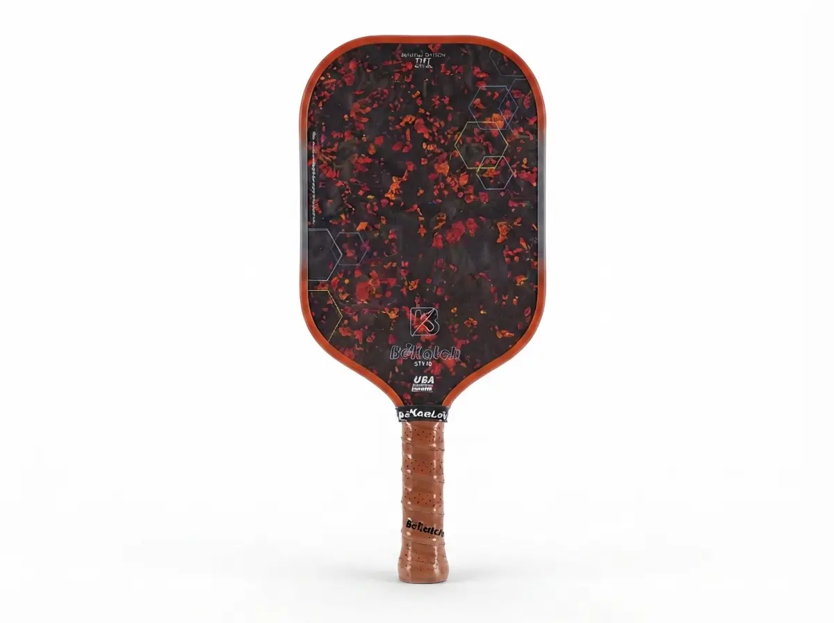 Fiberglass pickleball paddle with 14mm polymer core, standard shape, designed for balanced mixed social play