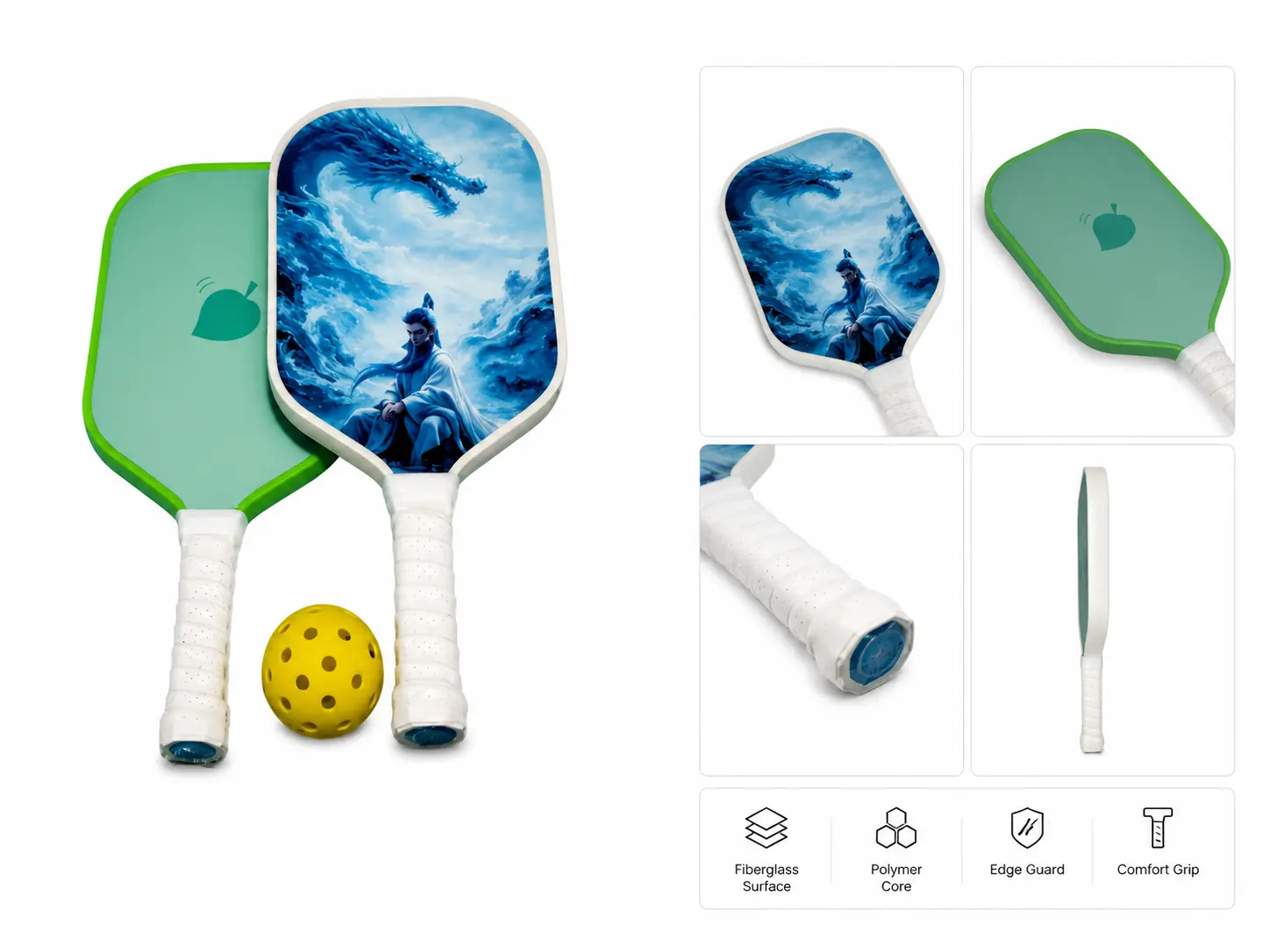 OEM/ODM pickleball paddle with honeycomb and poplar wood core, available in