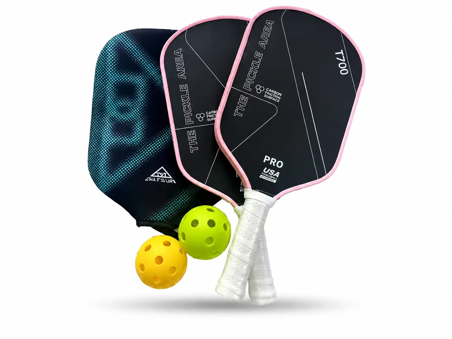 Elongated pickleball paddle with 16mm honeycomb core for training