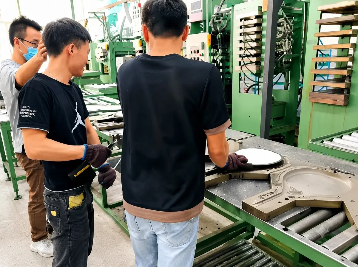 Quality control inspection of pickleball paddles during production in factory