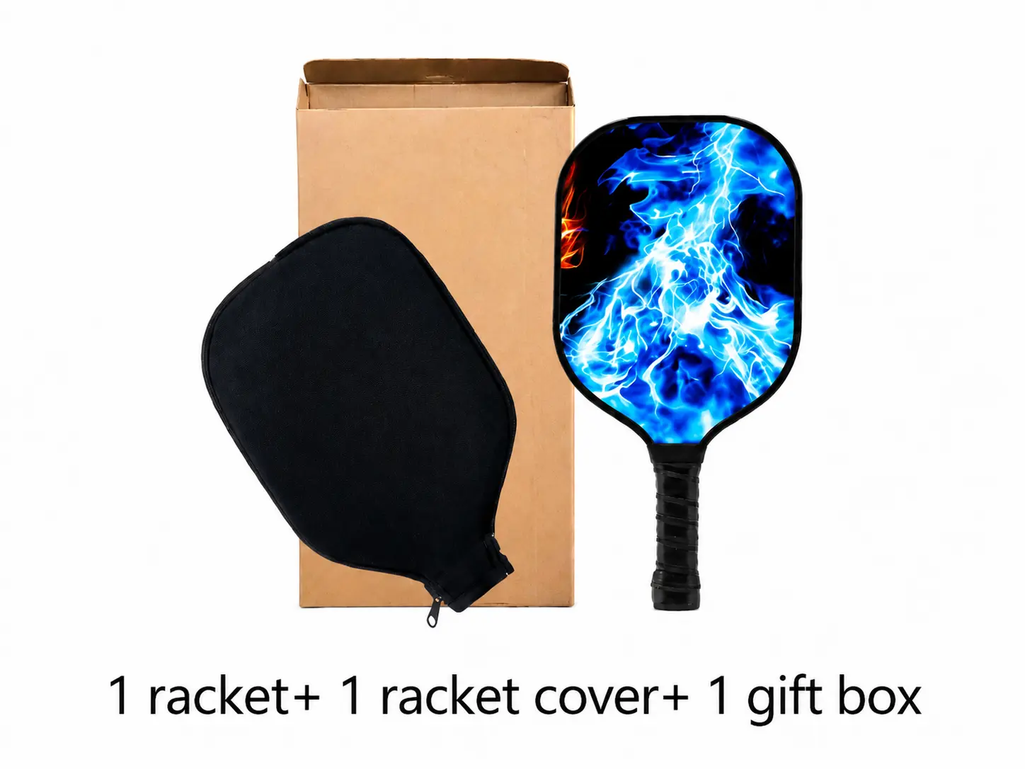 Sample set including 1 racket, 1 racket cover, and 1 gift box