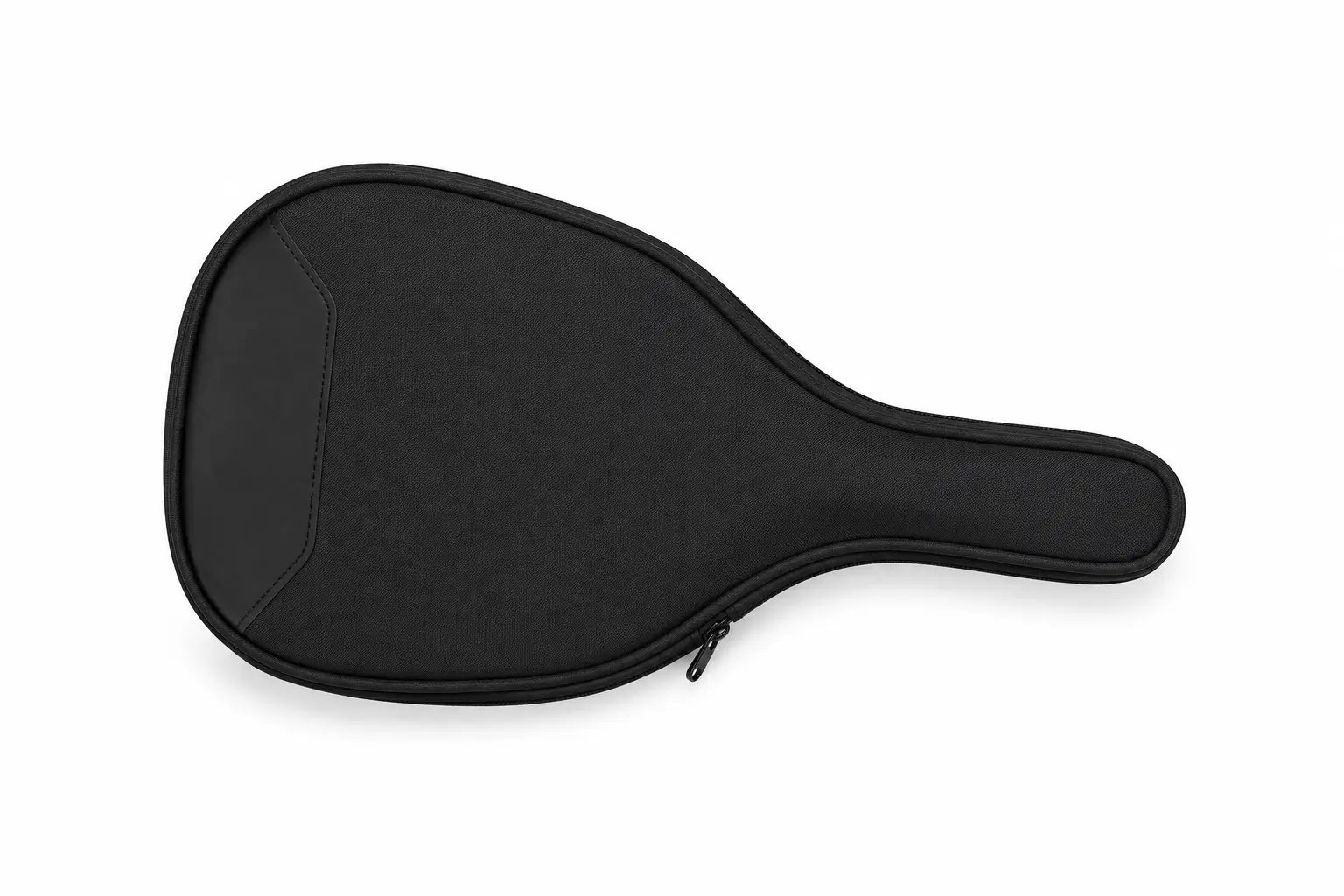 Protective paddle cover sample on a pure white background, with clear print and patch areas for branding