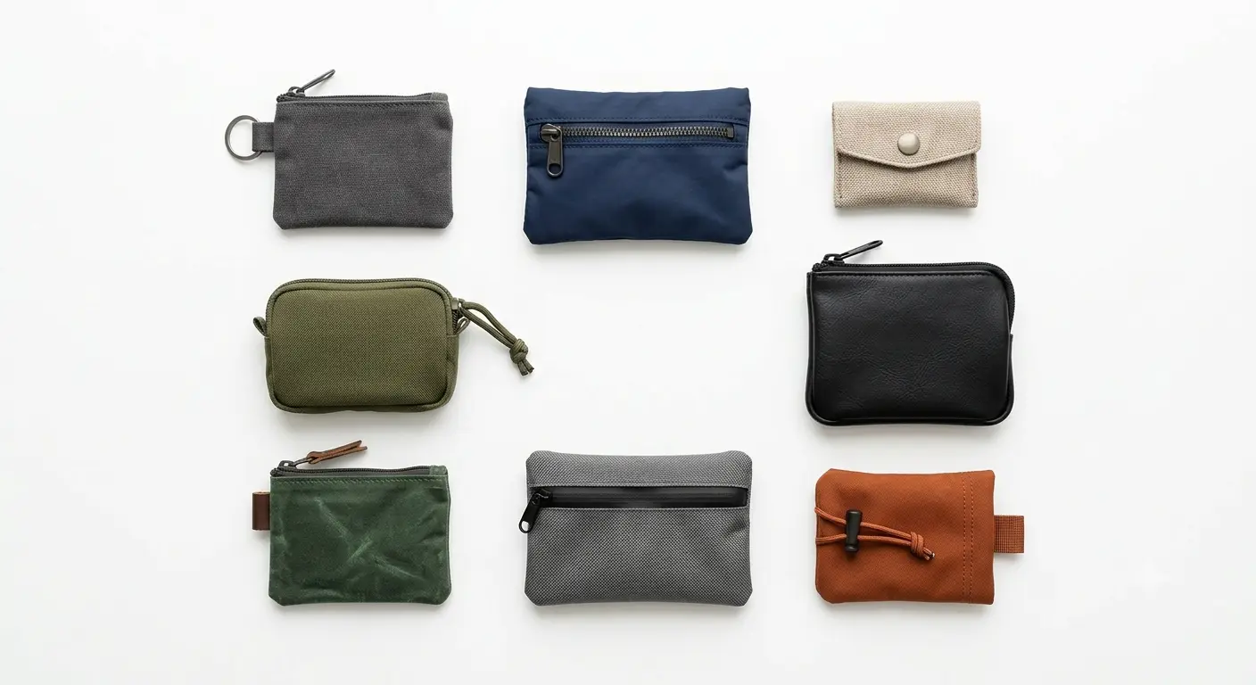 Small pouch sample mix with six pickleball pouches for keys, grips, and small items